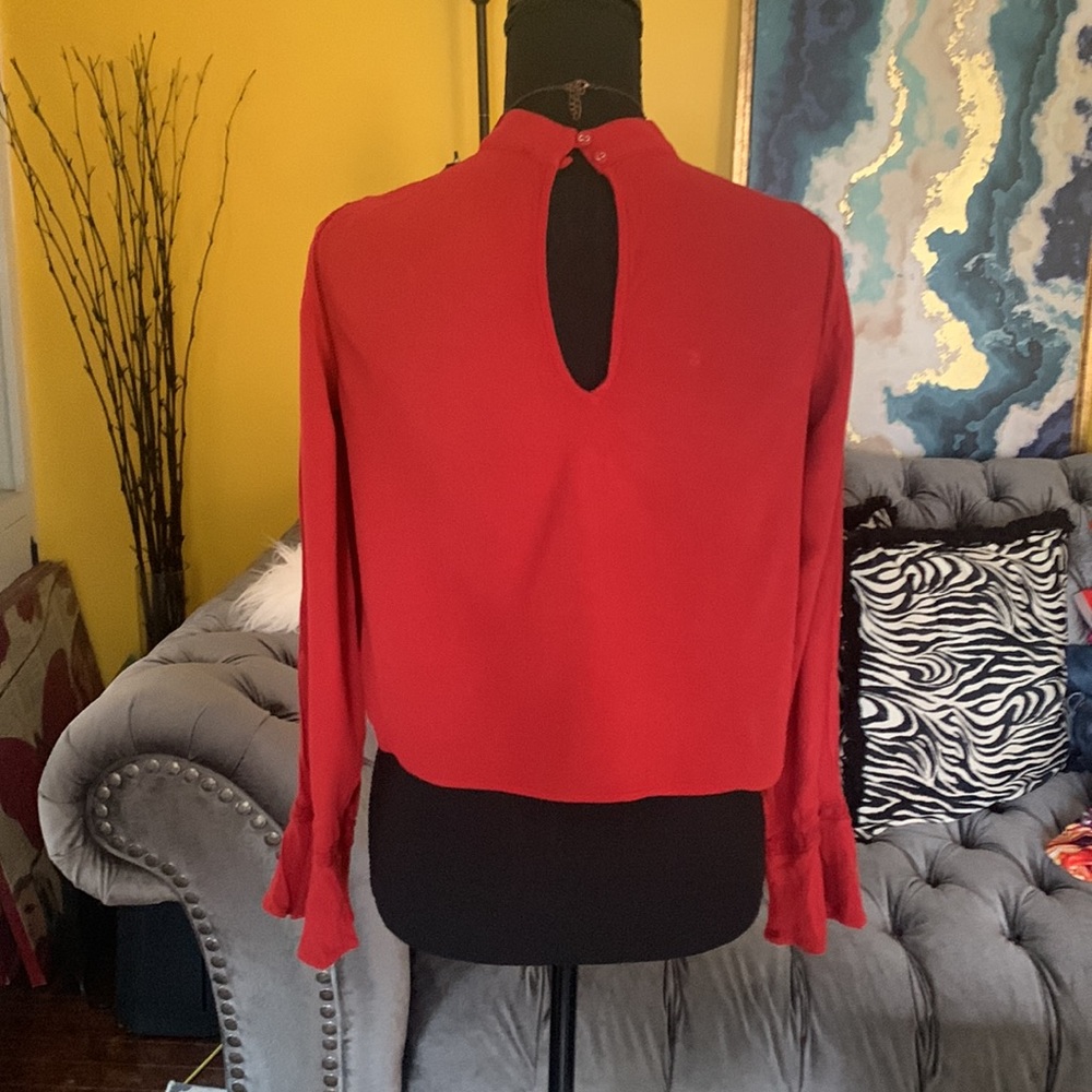 Forever 21 rust orange crop top with bell sleeves - Picture 4 of 8